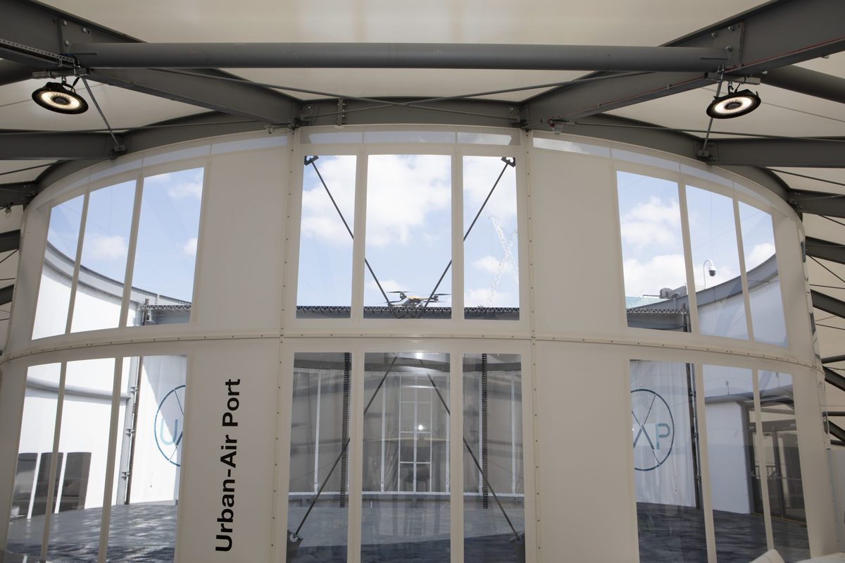 Inside Air One, the round vertiport in Coventry, England